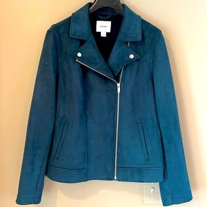 Old Navy Ultra Suede Teal Ladies Moto Style Jacket.